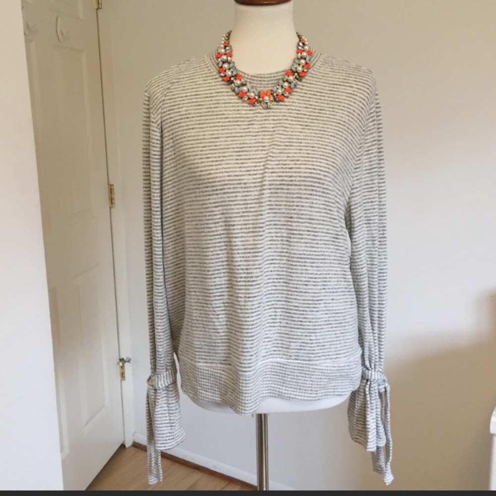 Abercrombie & Fitch Striped Bow Tie Sleeve Sweater